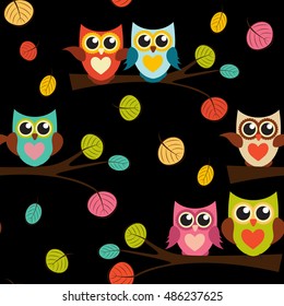 Cute Owl Seamless Pattern Background Vector Illustration EPS10
