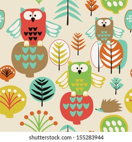 Cute owl seamless pattern. Seamless pattern can be used for wallpapers, pattern fills, web page backgrounds,surface textures.