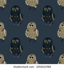 Cute owl seamless pattern. Original design for print or digital media.