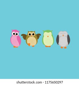 cute owl set vector
