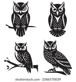 Cute Owl Silhouette Design vector Illustration