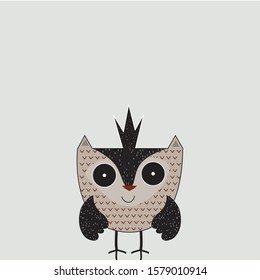 Cute owl simple animal illustration. Can use for print, template, fabric, presentation, textile, banner, poster, scandinavian theme