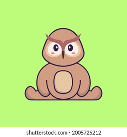 Cute owl is sitting. Animal cartoon concept isolated. Can used for t-shirt, greeting card, invitation card or mascot.
