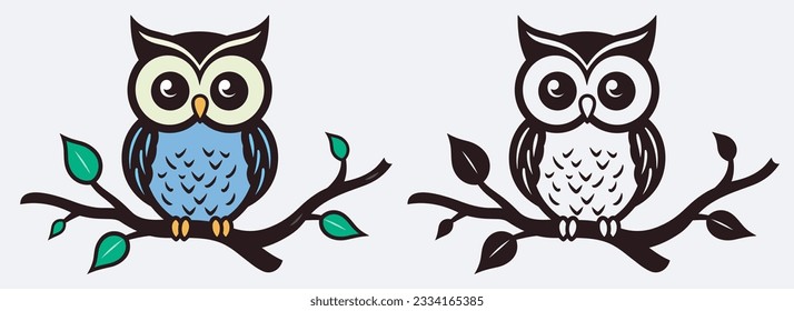 Cute owl sitting on branch switch Board Wall Sticker, Metal art decor, Wall decals and simple minimalist wall artwork