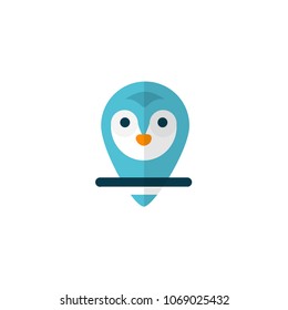 Cute owl sitting on a rope/branch. Modern flat design. Vector illustration.