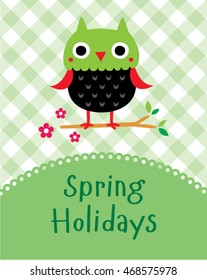 cute owl spring holidays greeting card