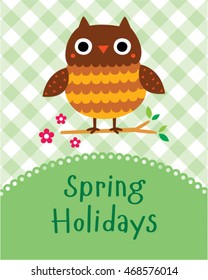 cute owl spring holidays greeting card