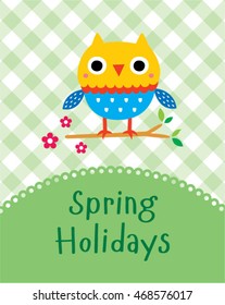 cute owl spring holidays greeting card