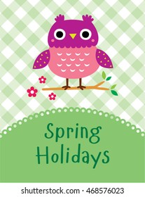 cute owl spring holidays greeting card