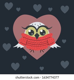 A cute owl in a sweater vector illustration