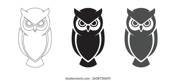 Cute owl symbol. Animal cartoon mascot. Owl vector sign. Owl icon. Owl logo design template. Vector illustration.