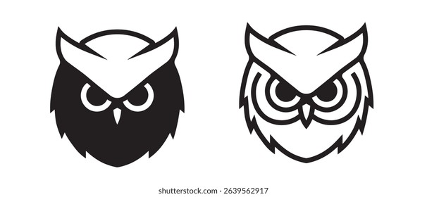 Cute owl symbol. Animal cartoon mascot. Owl head vector sign. Owl icon. Owl logo design template. Vector illustration.