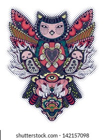 cartaz de tatuagem de coruja bonito