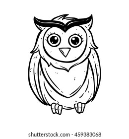 Cute owl with using doodle art or hand drawing style