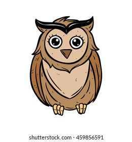 Cute owl using doodle art on white background