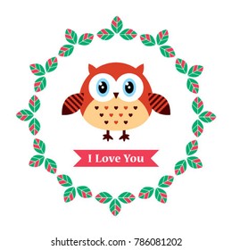 cute owl valentine greeting vector