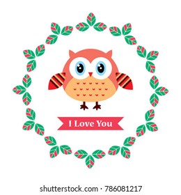 cute owl valentine greeting vector