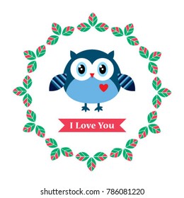 cute owl valentine greeting vector