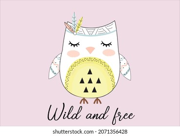 cute owl vector art design hand drawn vector