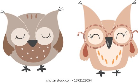Cute owl. Vector child character bird. Children's cartoon illustration. Childish t shirt print design