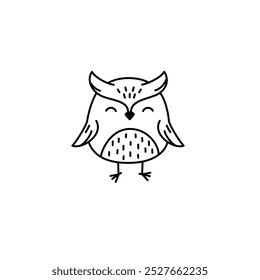 Ilustração de doodle de vetor de coruja bonito