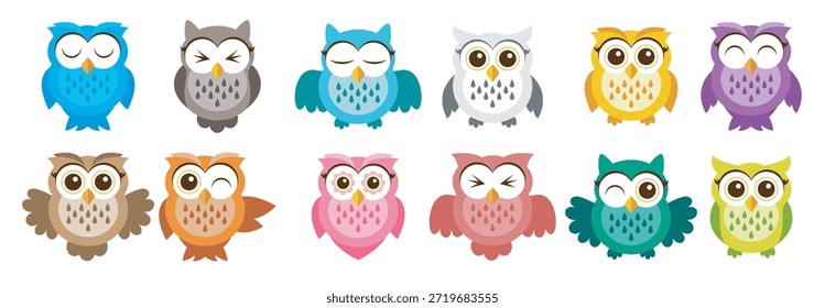 Ilustración de iconos de vector de búho lindo