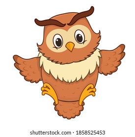 cute owl. vector illustration character in cartoon style. isolated on white background
