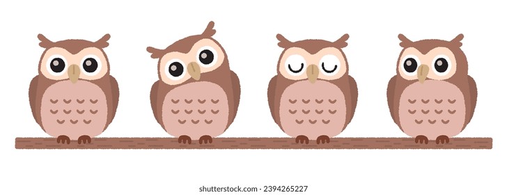 Cute owl vector illustration collection