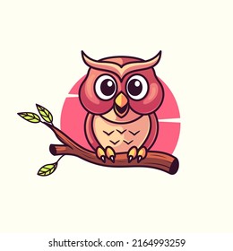 cute owl vector illustration. flat cartoon style.