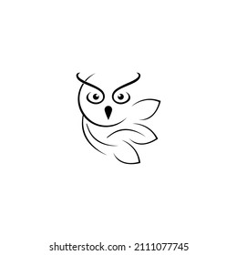 cute owl vector illustration for icon, symbol or logo. line owl logo
