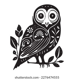 Cute owl vector illustration. Low brow ornithology wildlife motif. 