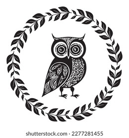 Cute owl vector illustration. Low brow ornithology wildlife motif. 