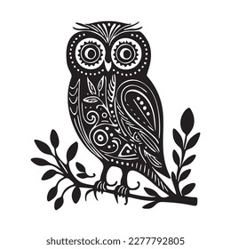 Cute owl vector illustration. Low brow ornithology wildlife motif. 