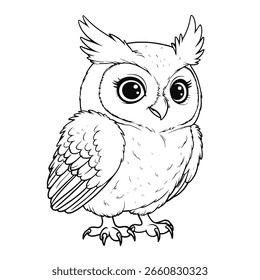  Cute Owl Vector Line Art Drawing