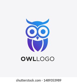 Cute owl vector logo design template 