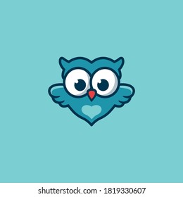 A cute owl vector with a love image depicting harmony and serenity