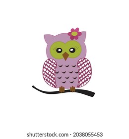 Cute owl vector on a white background 