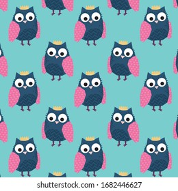 CUTE OWL VECTOR PATTERN SEAMLESS REPEAT YARDAGE KIDS FUN