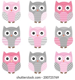 Cute Owl vector set - Illustration