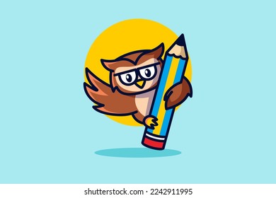 a cute owl who brought books to school. School Education Illustration