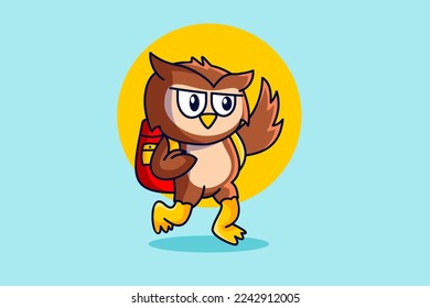 a cute owl who brought books to school. School Education Illustration