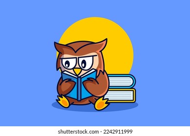 a cute owl who reads a book. School Education Illustration