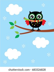 cute owl in winter vector