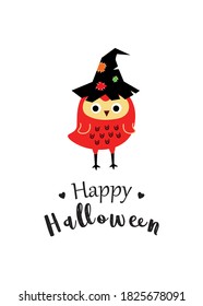 cute owl witch happy halloween greeting vector