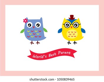 cute owl world's best parent