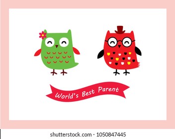 cute owl world's best parent vector