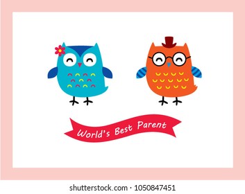 cute owl world's best parent vector