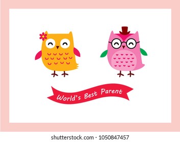 cute owl world's best parent vector
