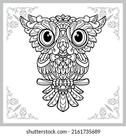 cute owl zentangle arts. isolated on white background.