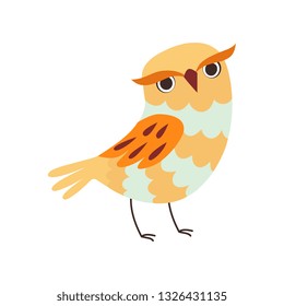 Cute Owlet, Adorable Wild Owl Bird Vector Illustration
